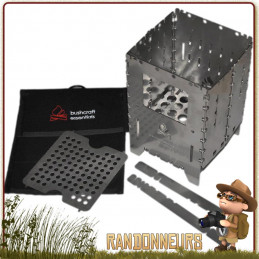 Réchaud bois Bushbox XL Combination Kit Bushcraft Essentials multi combustibles (850 g) ultra compact