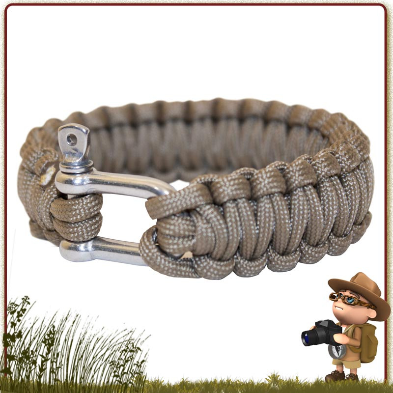 Bracelet survie Paracorde 300 cm avec manille