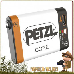 Batterie Rechargeable Petzl Core grande capacité Lithium-Ion 1250 mAh pour lampes frontales compactes petzl