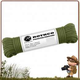 Paracorde bushcraft Polyester 15 m Rothco Vert Olive pas cher