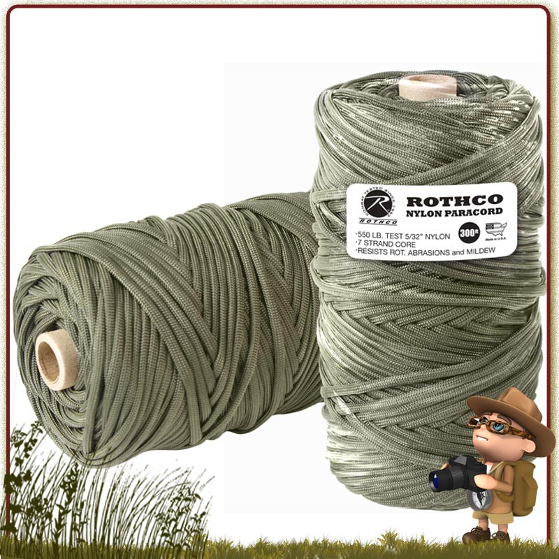 Bobine Paracorde militaire Nylon 90 metres VERT OLIVE Rothco