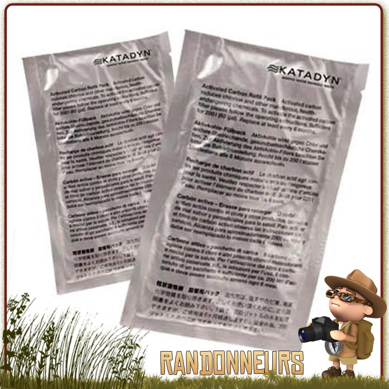 sachets recharge Charbon Ultra Actif filtre eau portable COMBI Katadyn. charbon actif permet de réduire mauvais gouts sachets recharge Charbon Ultra Actif filtre eau portable COMBI Katadyn. charbon actif permet de réduire mauvais gouts