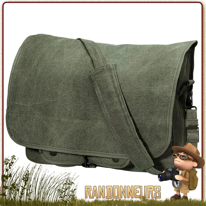 Sac Besace Vintage Paratrooper Olive Rothco en coton canvas delavé vintage randonnee bushcraft