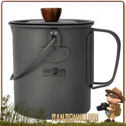 Cafetière Pot French Press 3 en 1 Origin Outdoor, presse café, pot et tasse en titane bivouac bushcraft léger