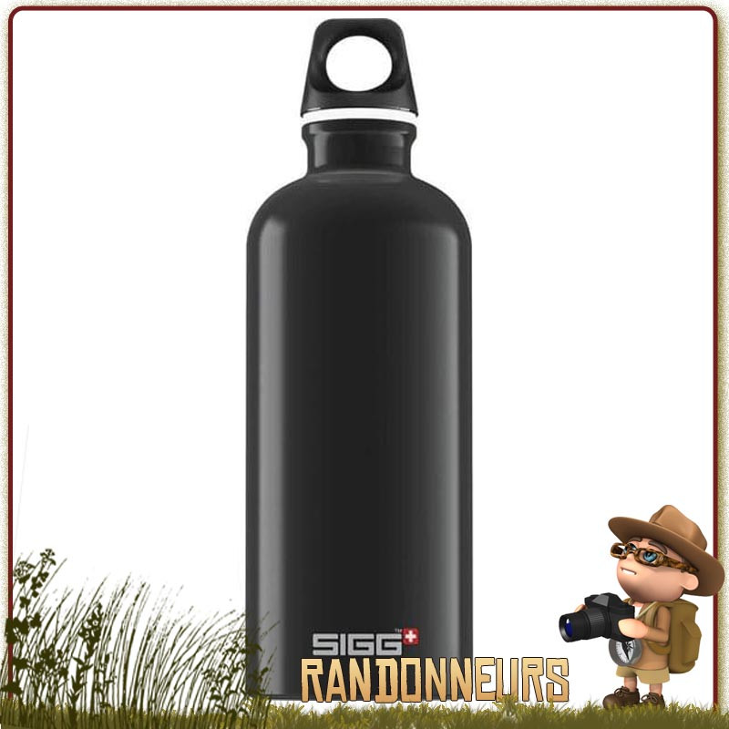 Gourde trekking Aluminium TRAVELLER 60 cl SIGG NOIRE pour randonner léger sans bpa