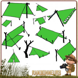 Bache Tarp 280 par 400 Camouflage 100 INC pour abri bivouac bushcraft survie militaire