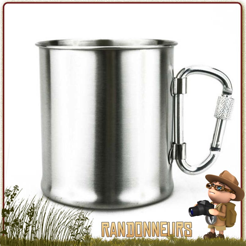 Tasse 30 cl Inox avec Mousqueton tactique à vis FOSCO