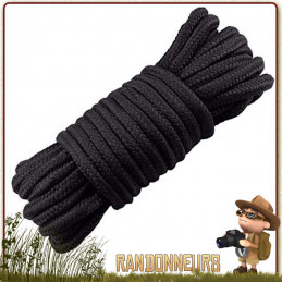 Corde tactique Militaire Polyester 9mm de 15 mètres NOIRE bivouac bushcraft