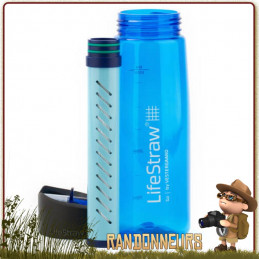 gourde filtration eau lifestraw GO 2 pour filtrer l'eau d'une rivière en randonnée légère et voyage avec charbon actif