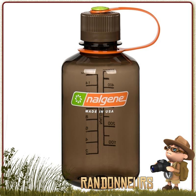 Bouteille Nalgene plastique petite ouverture 0.5 litre. Bouteille Nalgene tritan, robuste, randonnée, survie Bushcraft.