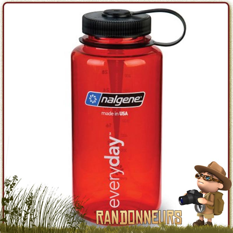 Bouteille randonnée Nalgene Grande Ouverture 100 cl ROUGE