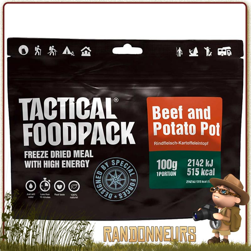 repas lyophilise pour randonner Ragout de Boeuf et Pommes de Terre Tactical Foodpack