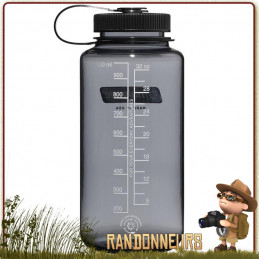 Bouteille Nalgene Grande Ouverture 1L GRIS NOIR bushcraft survie