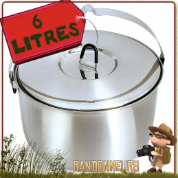 casserole en acier Inoxydable de 6 litres Tatonka idéale pour feu de bois en campement bushcraft nature en groupe