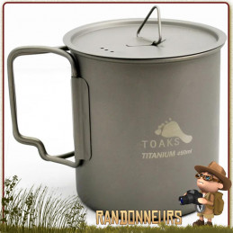 Tasse Pot en Titane avec poignées 450 ml TOAKS randonnee minimaliste