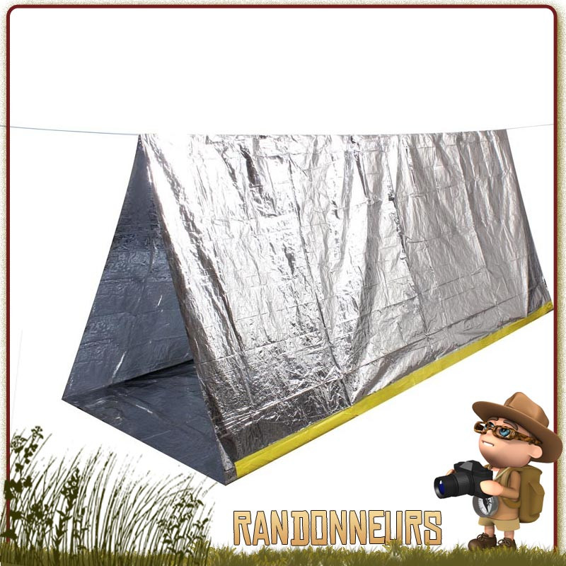 tente abri de survie, toile de tente en couverture de survie isothermique pour se protéger du froid et de la pluie