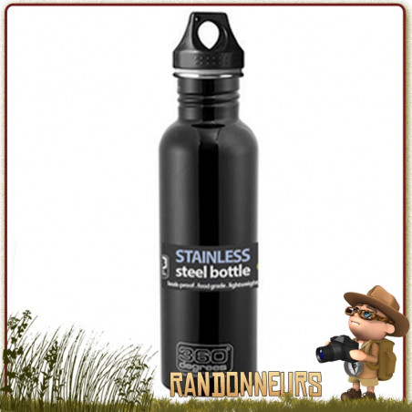 Gourde Randonnée Inox 1 Litre Noire 360 Degrés