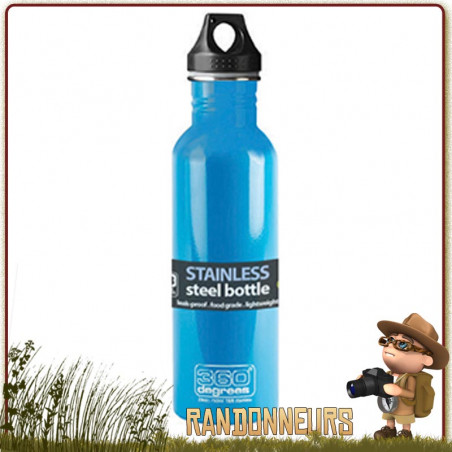 Gourde Randonnée Inox 1 Litre Bleue 360 Degrés