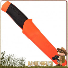 poignard bushcraft Mora Heavy Duty MG orange Lame en acier Carbone 10.5 cm, manche gomme orange extra large