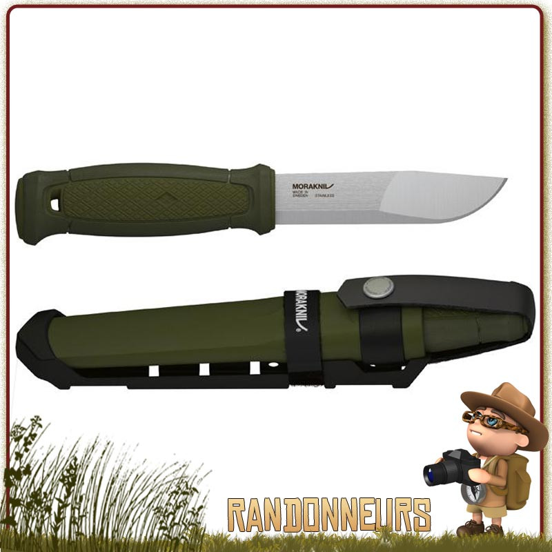 Couteau bushcraft Mora KANSBOL  lame en acier Carbone 12C27 de 11 cm, manche POP gomme vert