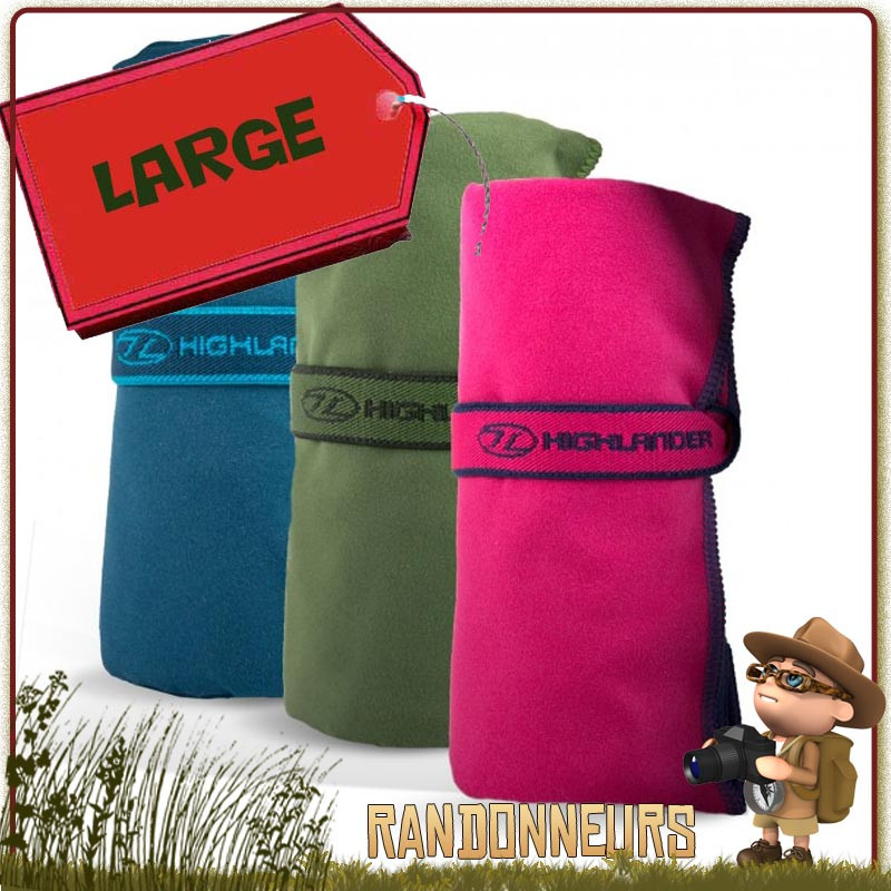 serviette de toilette ultra légère micro fibres highlander absorbante douce au toucher pour le camping randonnée