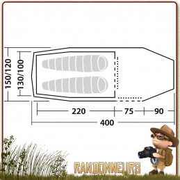 Tente Voyager 2 EX ROBENS 2 Places 3 saisons bikepacking très grande abside pour y ranger son matériel, cuisiner ou un vélo.