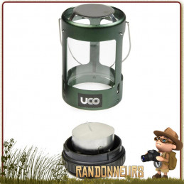 Mini Lanterne Compacte Verte UCO randonnée et bushcraft. Lumière naturelle de 15 lumens à la bougie