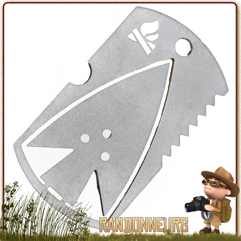 Dog Tag de Survie Bushcraft Essentials acier inoxydable avec scie et pointe de flèche intégrées