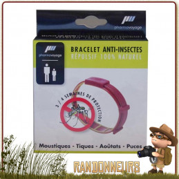Bracelet Répulsif AntiInsectes Pharmavoyage non toxique repousse les insectes (moustiques, tiques, aoutats, puces)