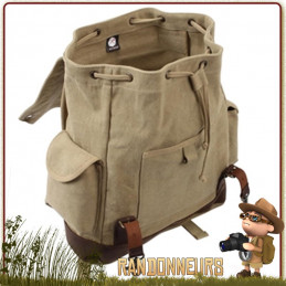 Sac a dos Vintage Canvas Cuir randonnée Bushcraft BEIGE Rothco france